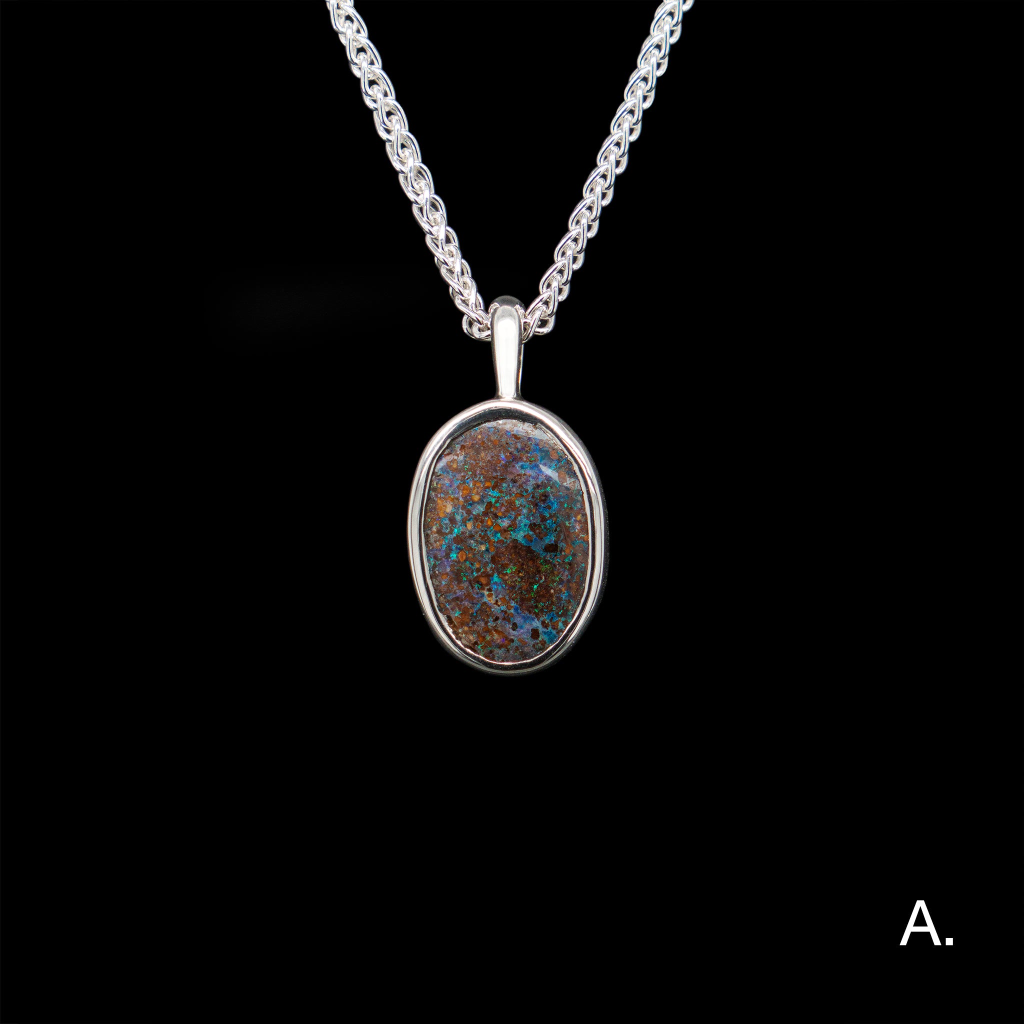 Light blue Boulder Opal pendant