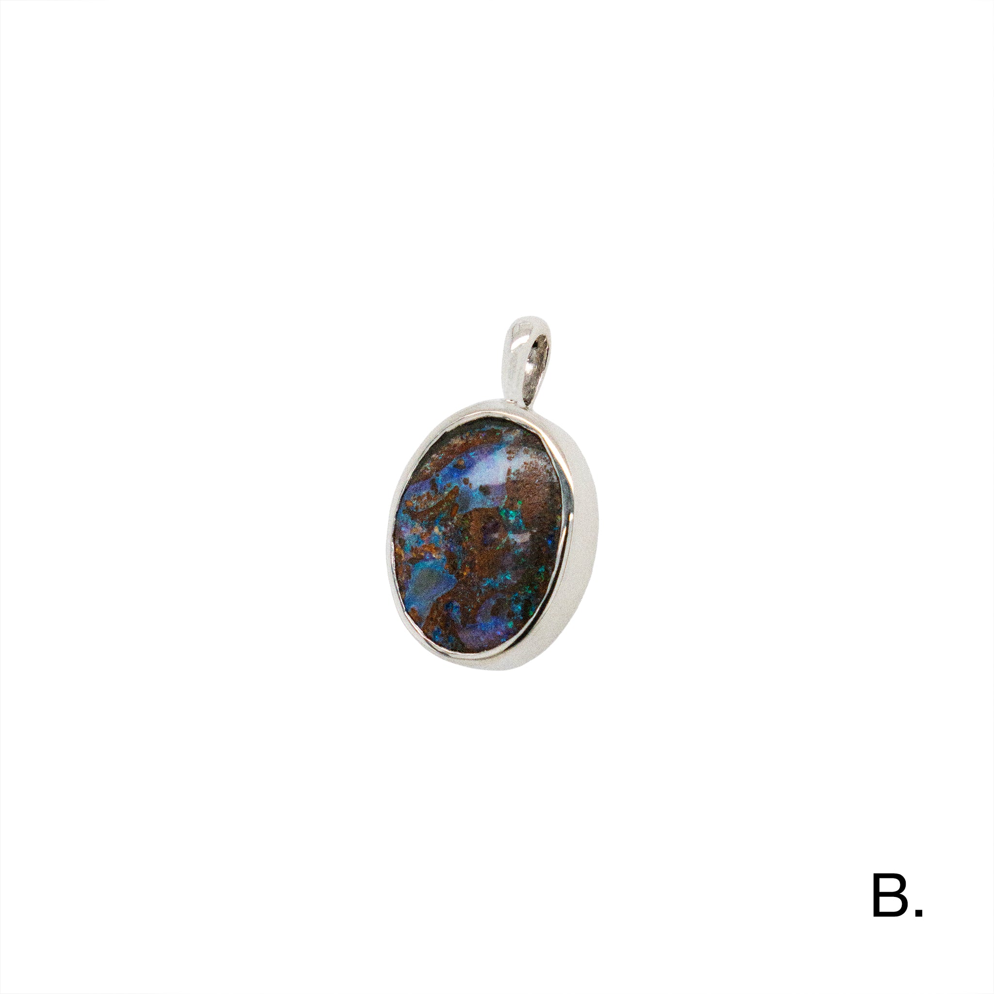 Light blue Boulder Opal pendant