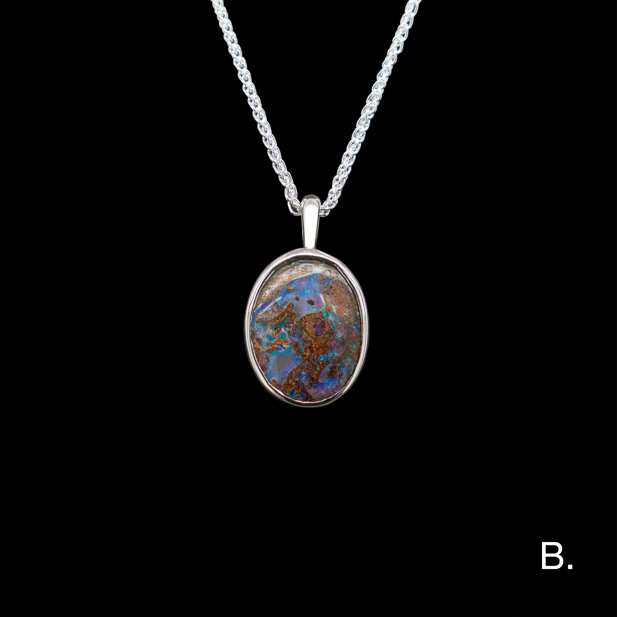 Light blue Boulder Opal pendant