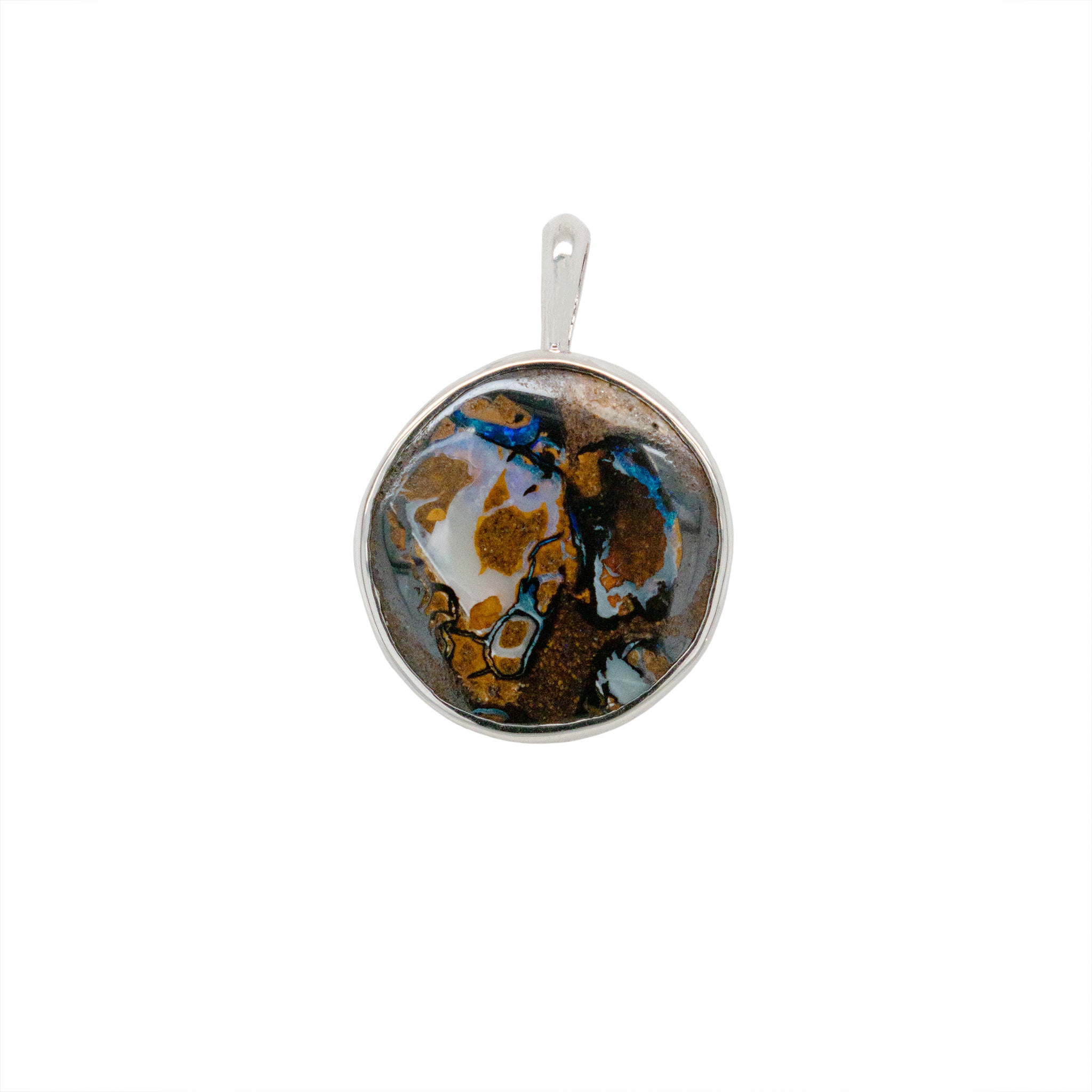 Round Boulder Opal pendant