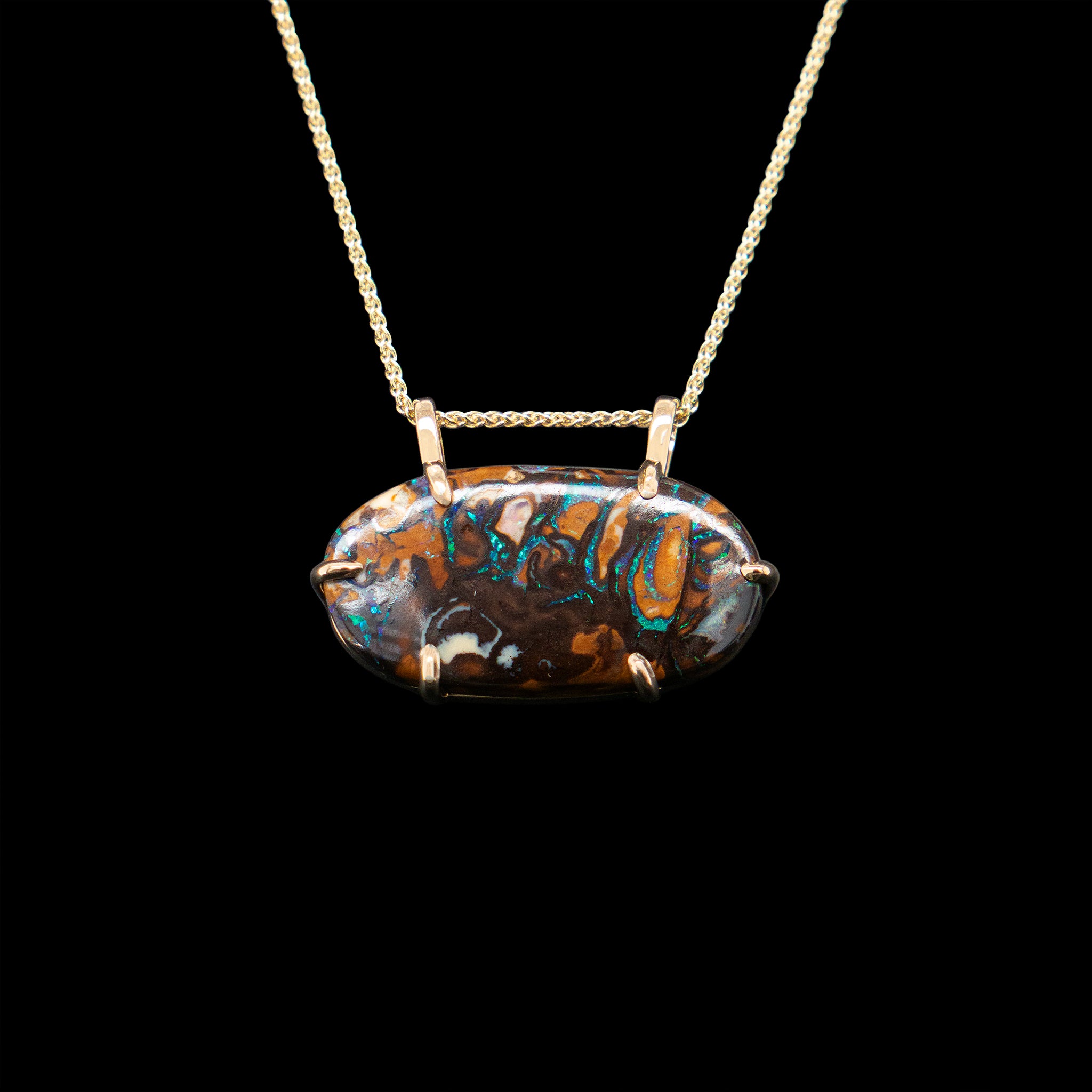Gold Boulder opal necklace