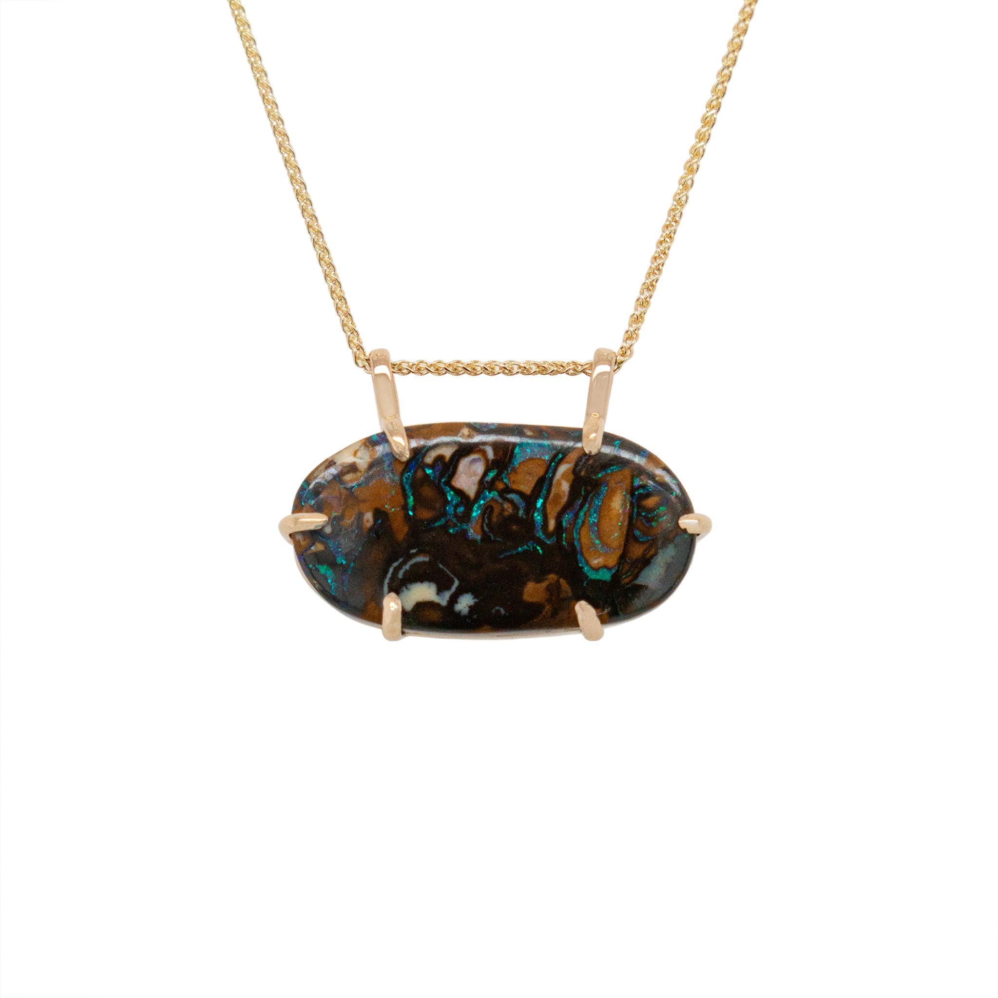 Gold Boulder opal necklace