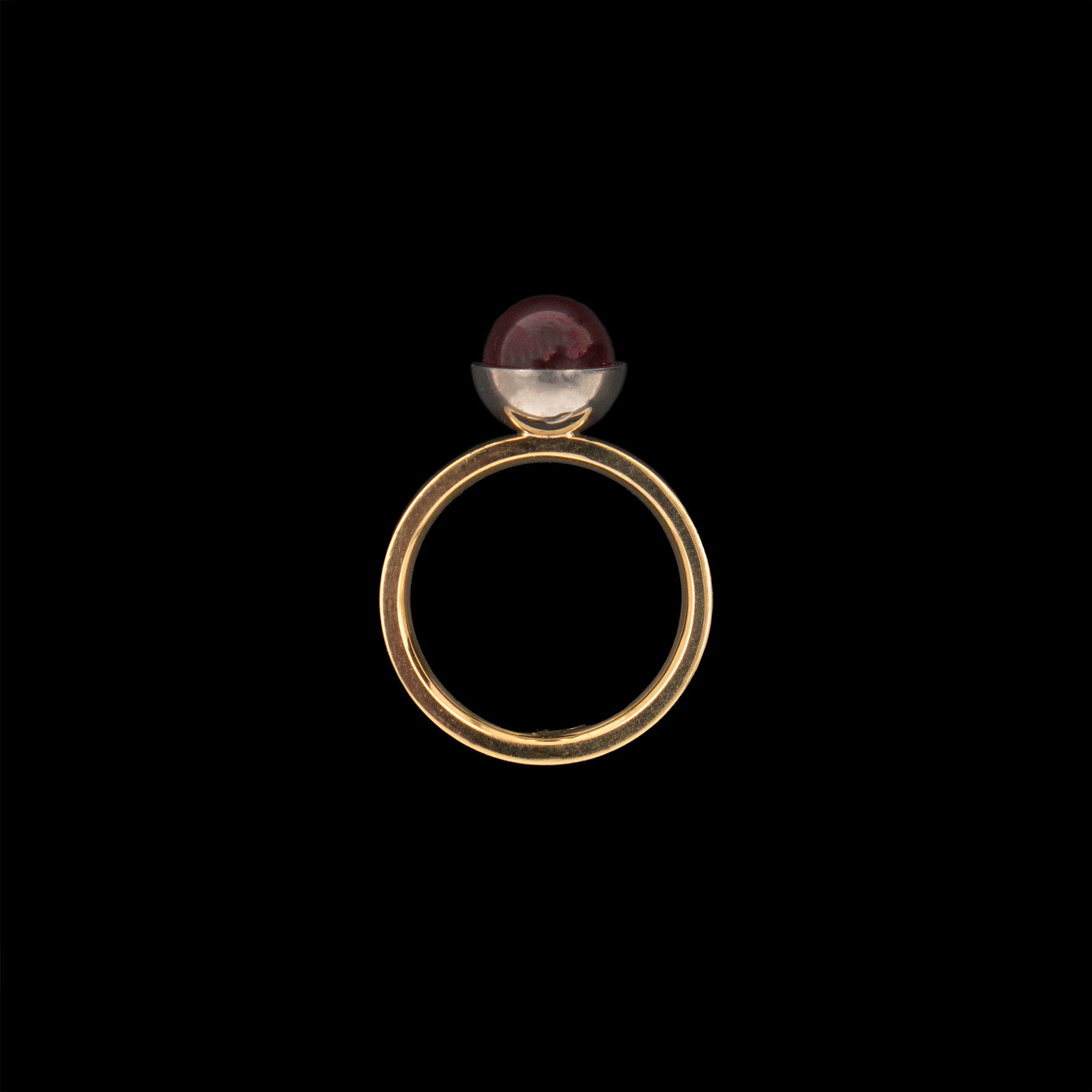 Ruby Sphere Ring with Flat Shank
