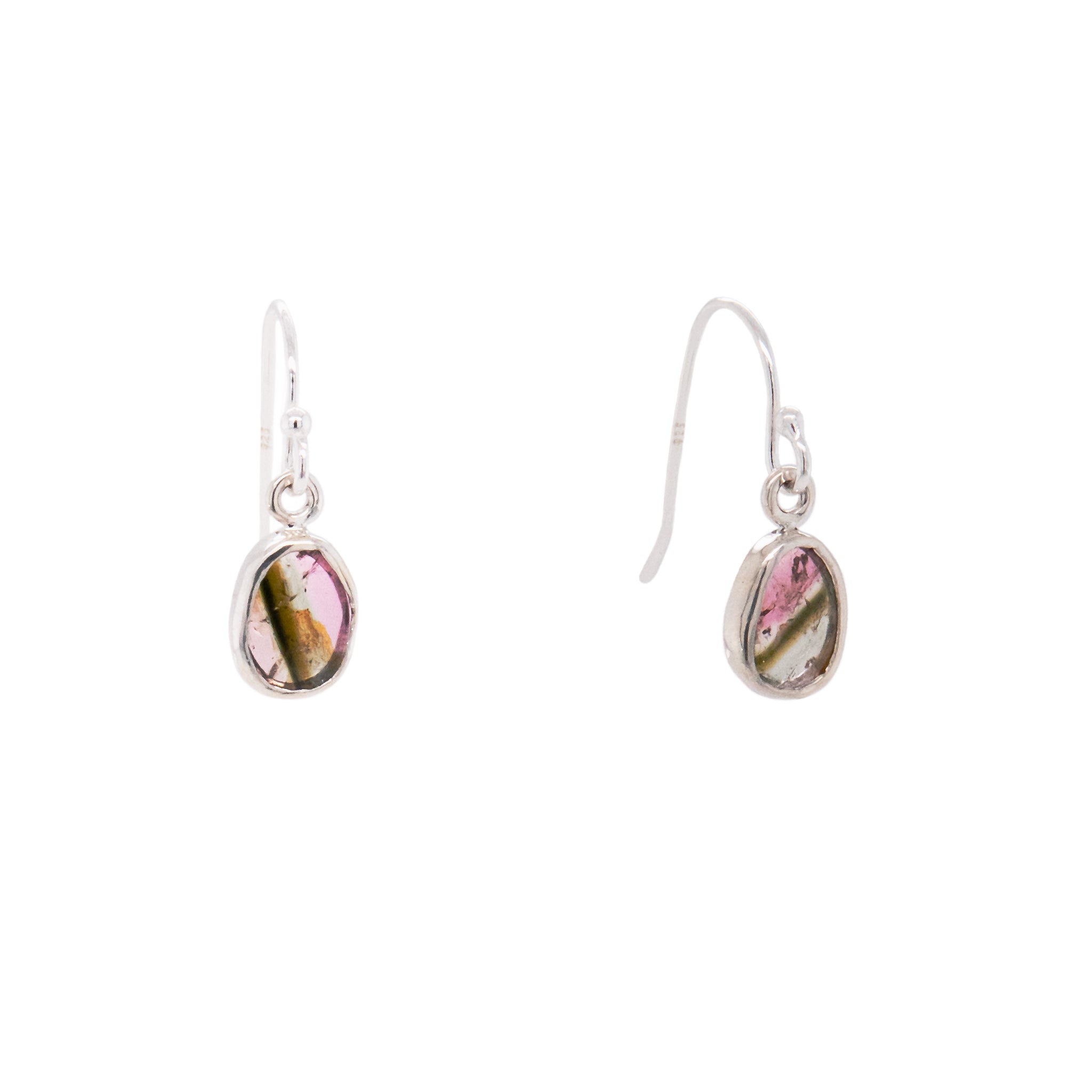 unique tourmaline slice earrings