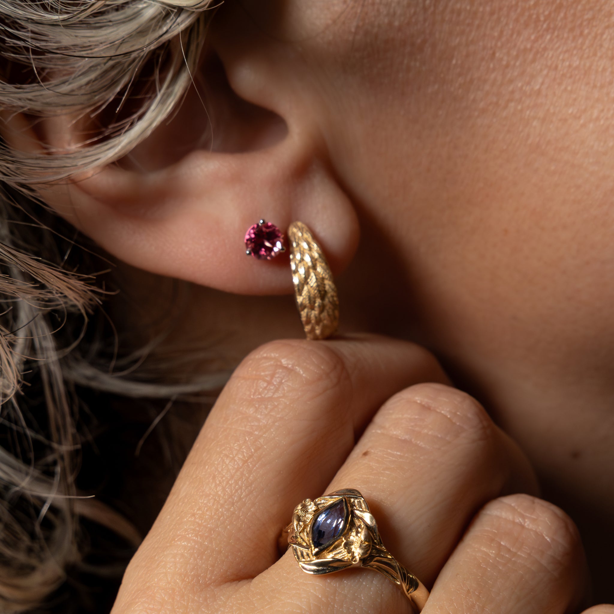 Lab Grown Padparadscha Studs
