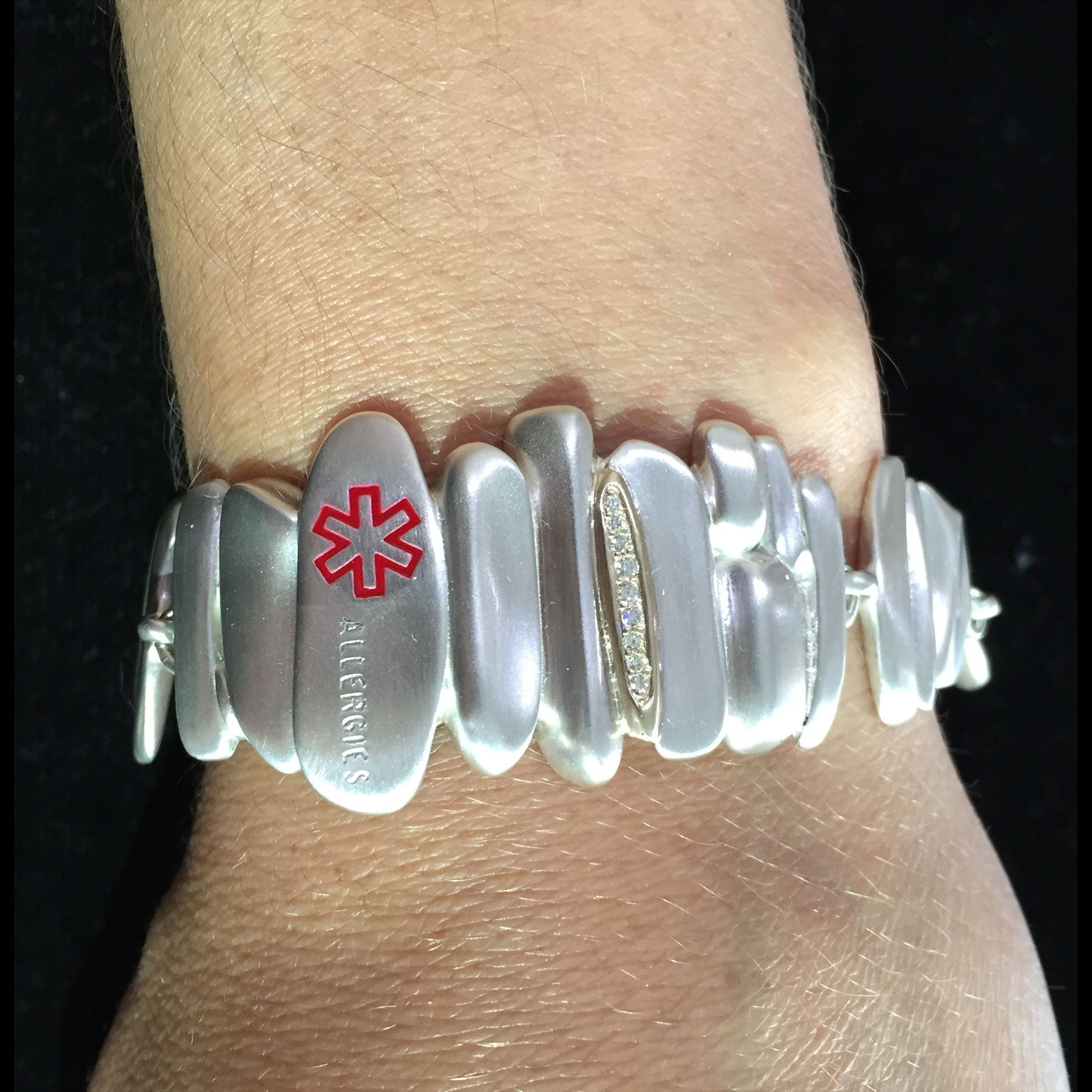 Medical Alert bracelet with river rock or pebble design