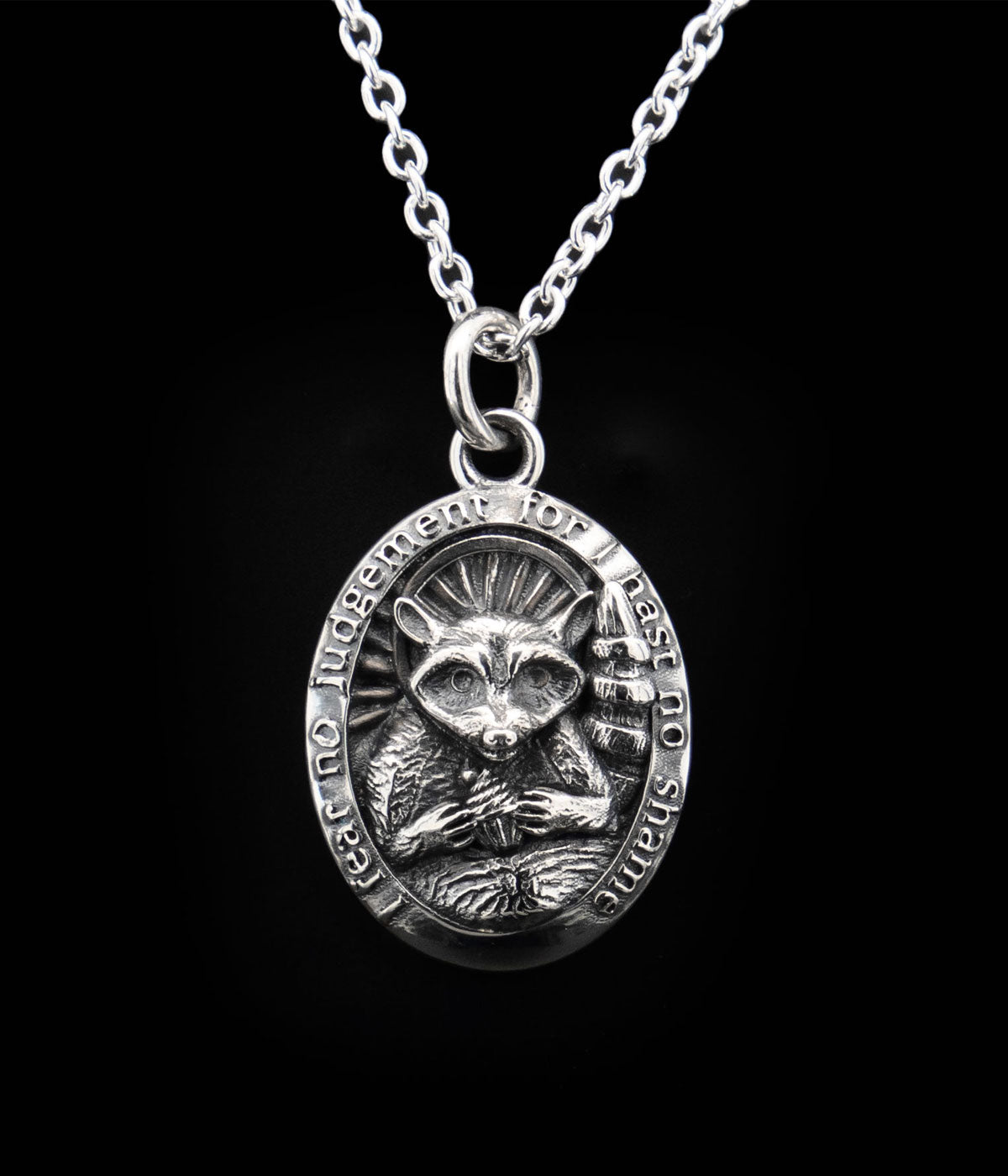 silver racoon pendant