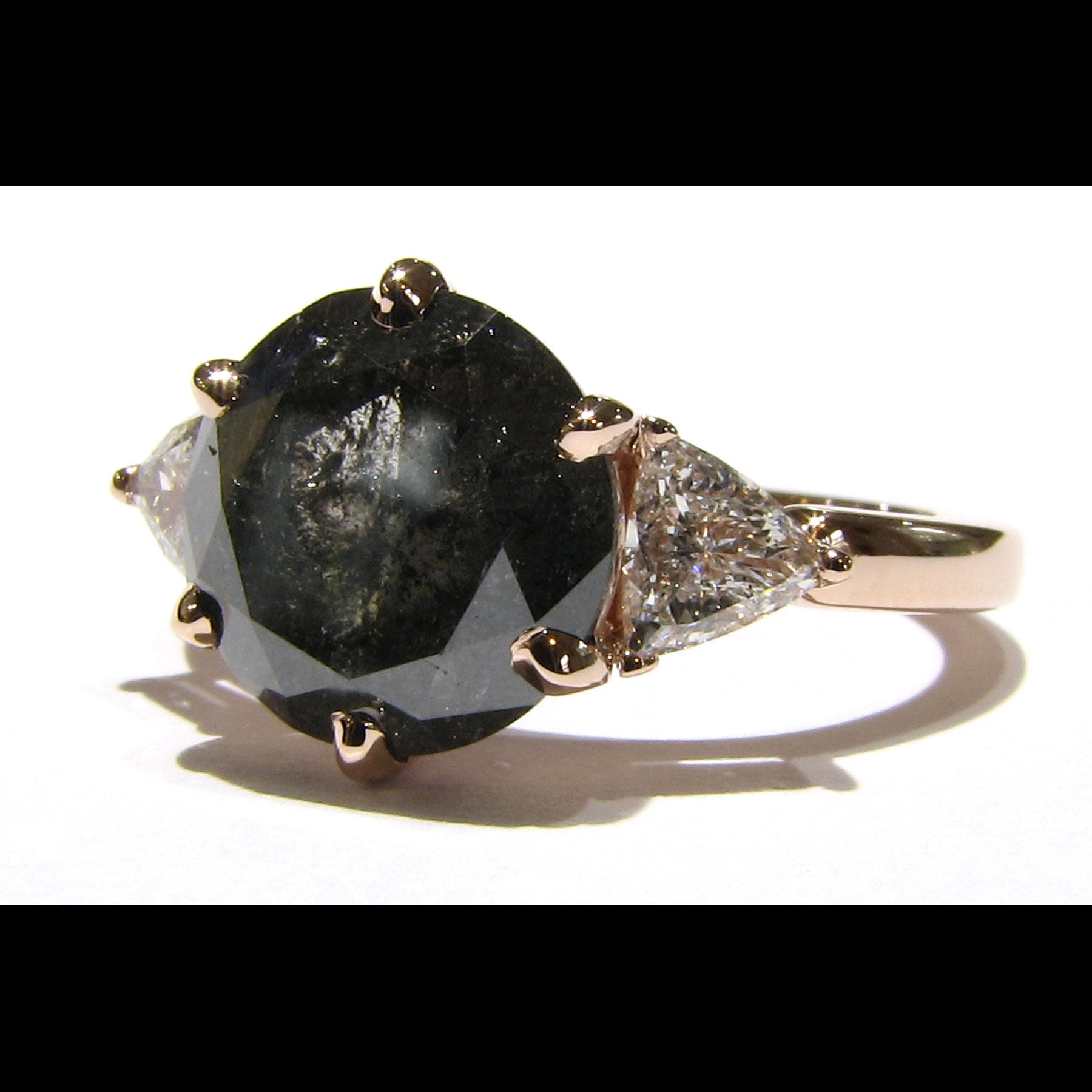 Rose gold ring with 3ct salt and pepper diamond