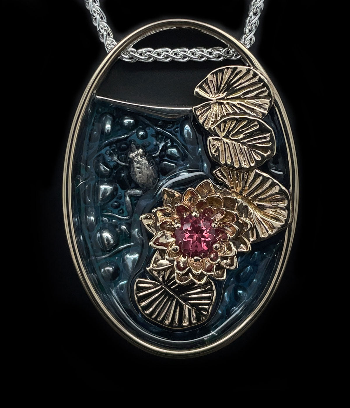 gold and silver waterlily necklace