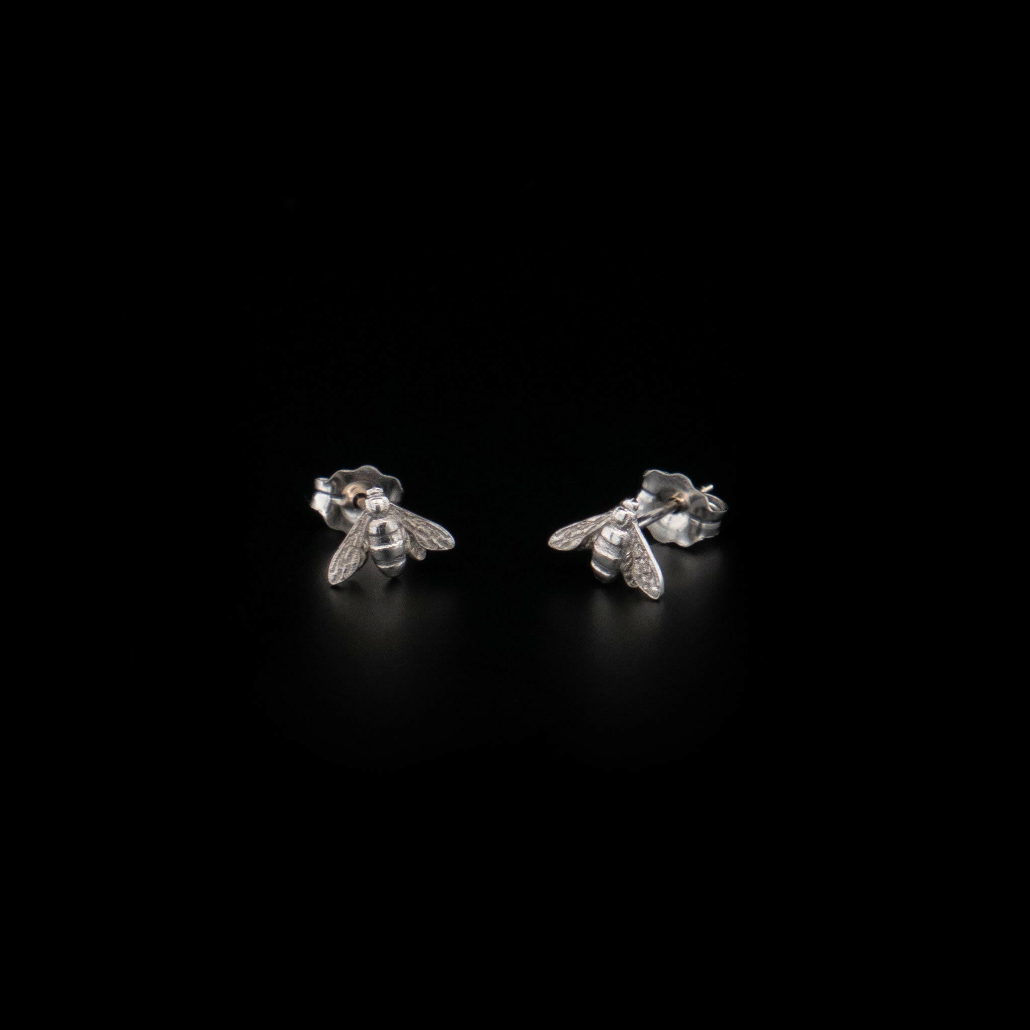 Pair of 14K White gold baby bee studs