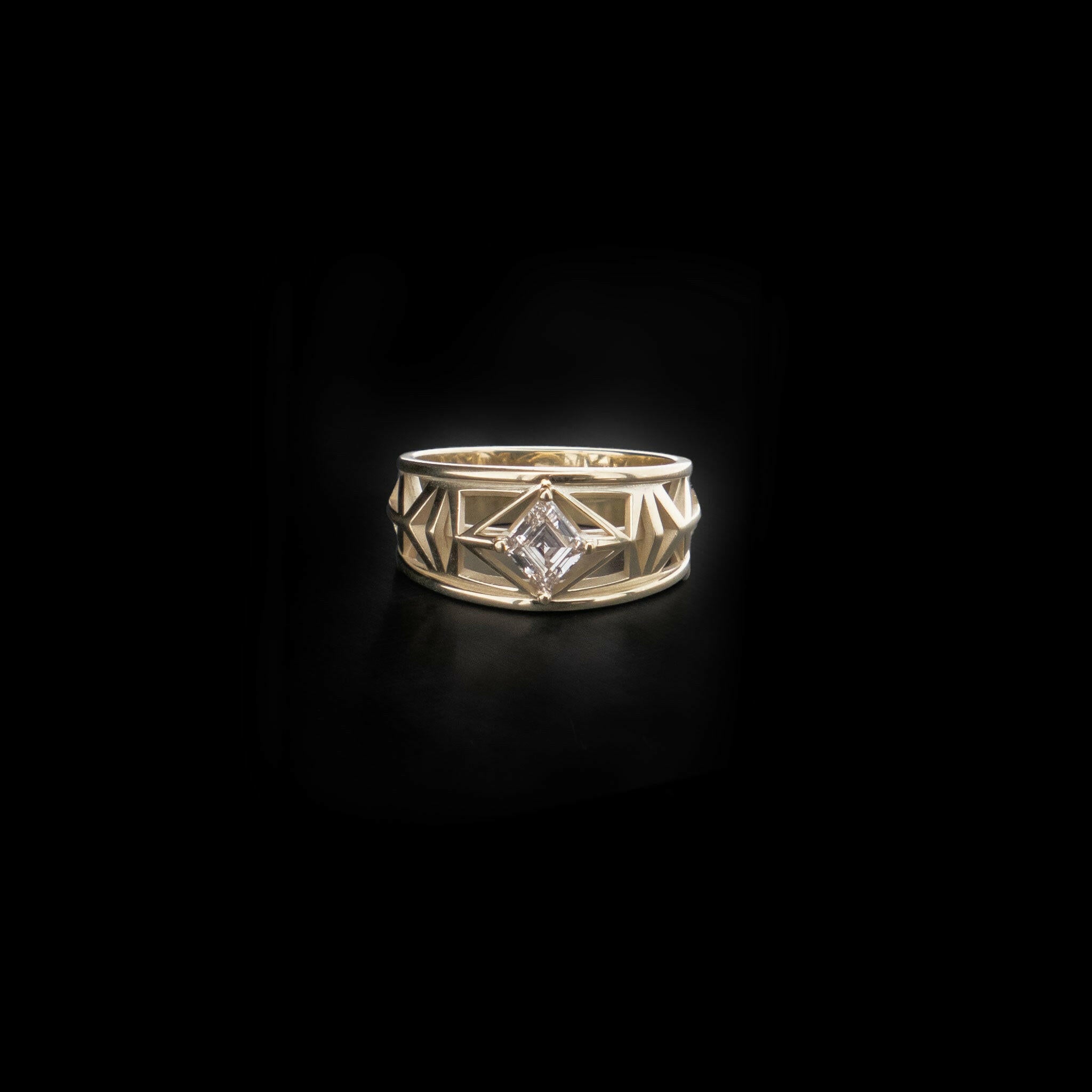 green gold and lab grown diamond ring
