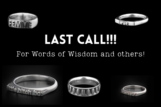 All Words of Wisdom Rings and many other silver pieces on Sale!!