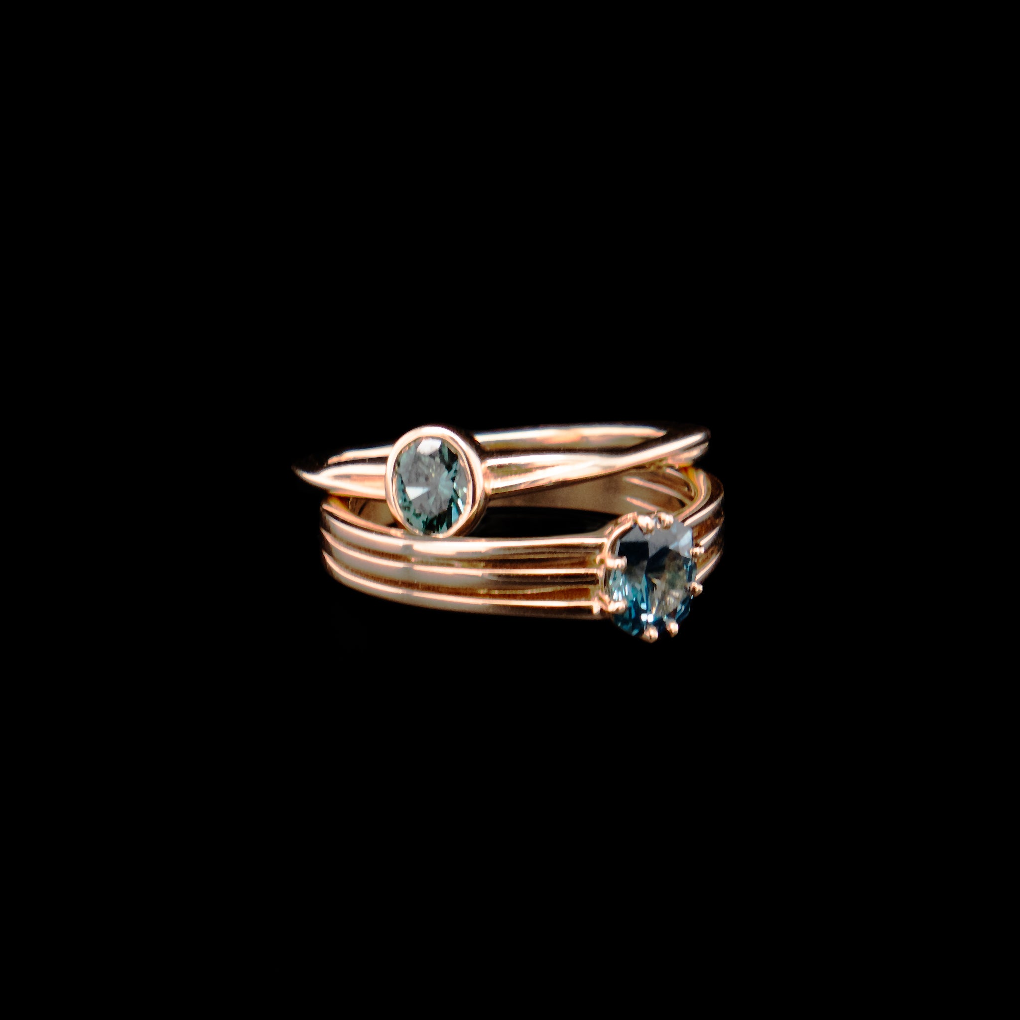 14k gold rings with montana sapphires
