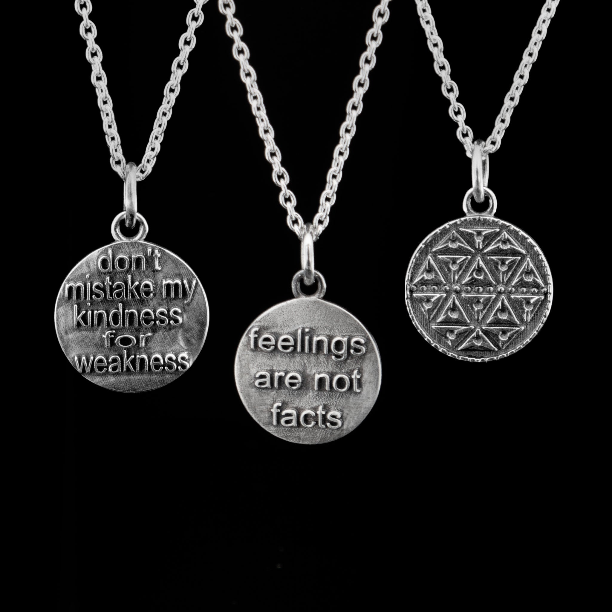 silver word pendants