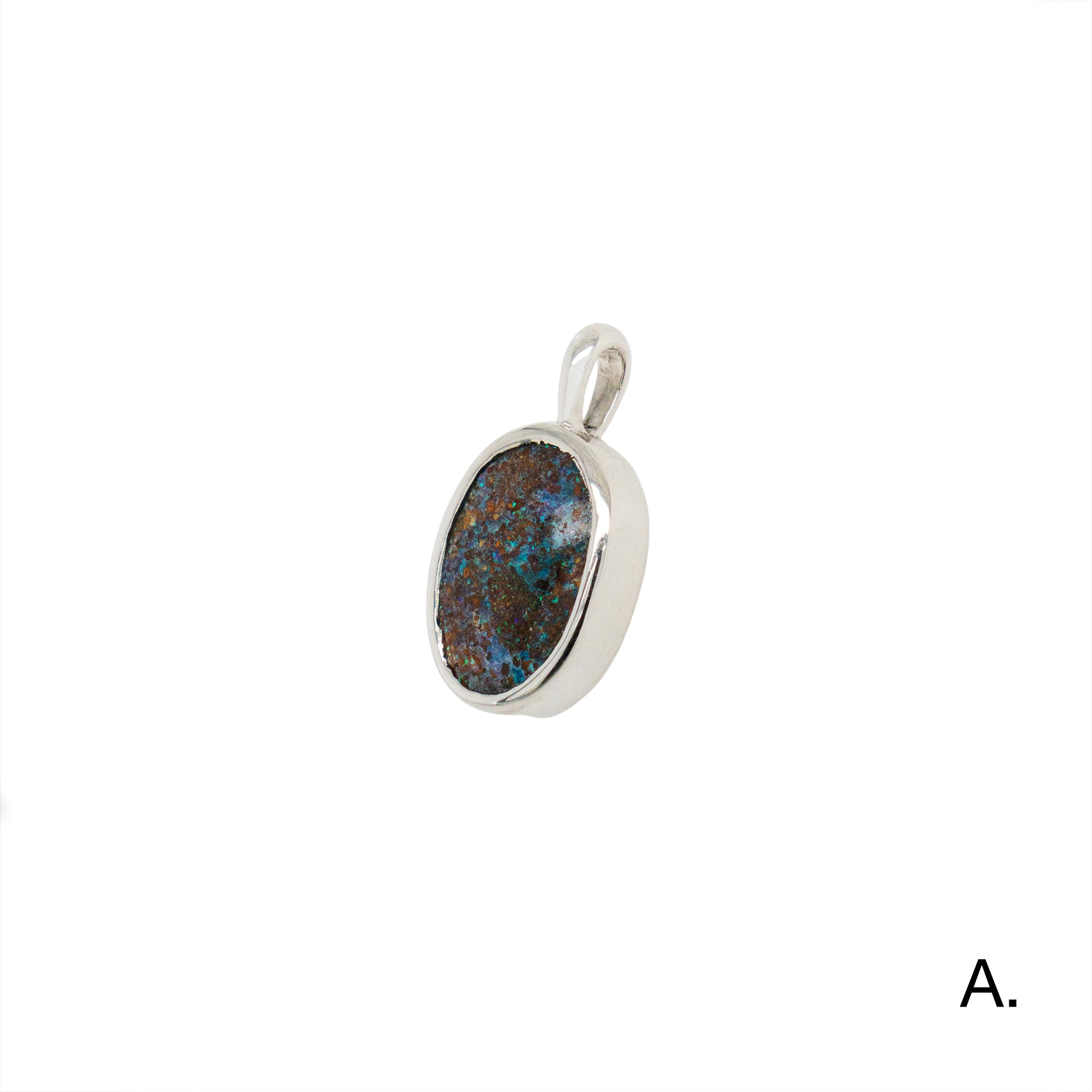 Light blue Boulder Opal pendant