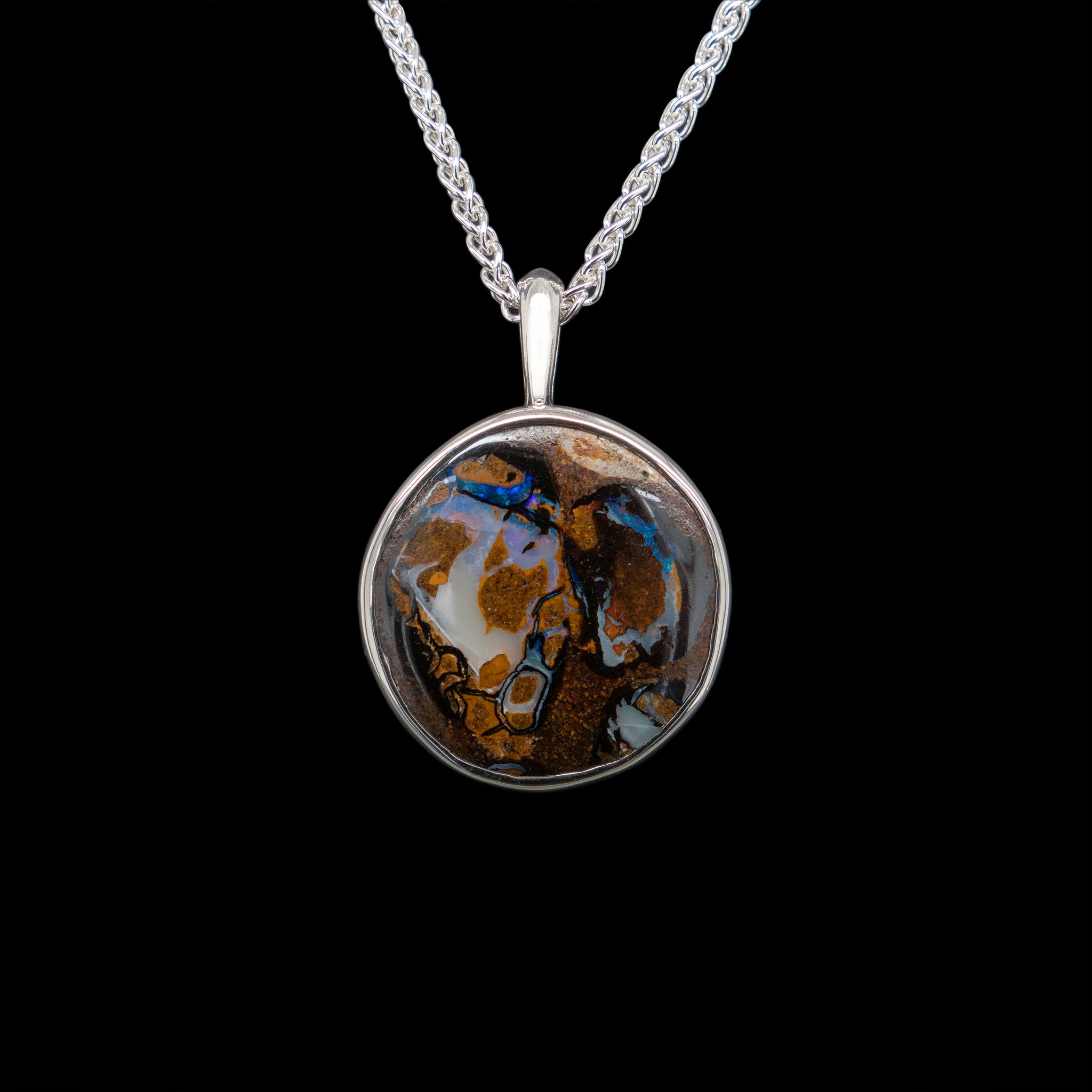Round Boulder Opal pendant