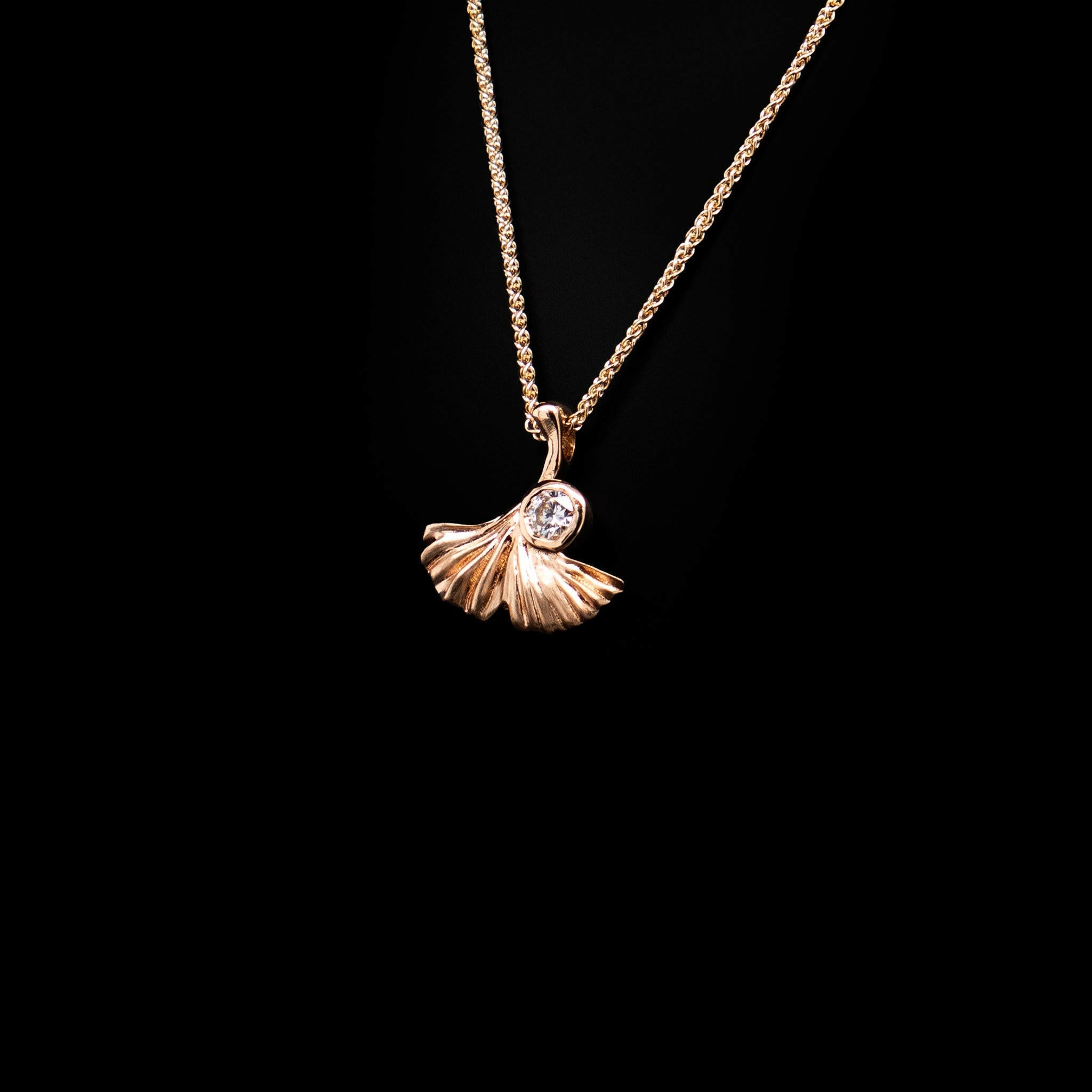 14k yellow gold leaf necklace