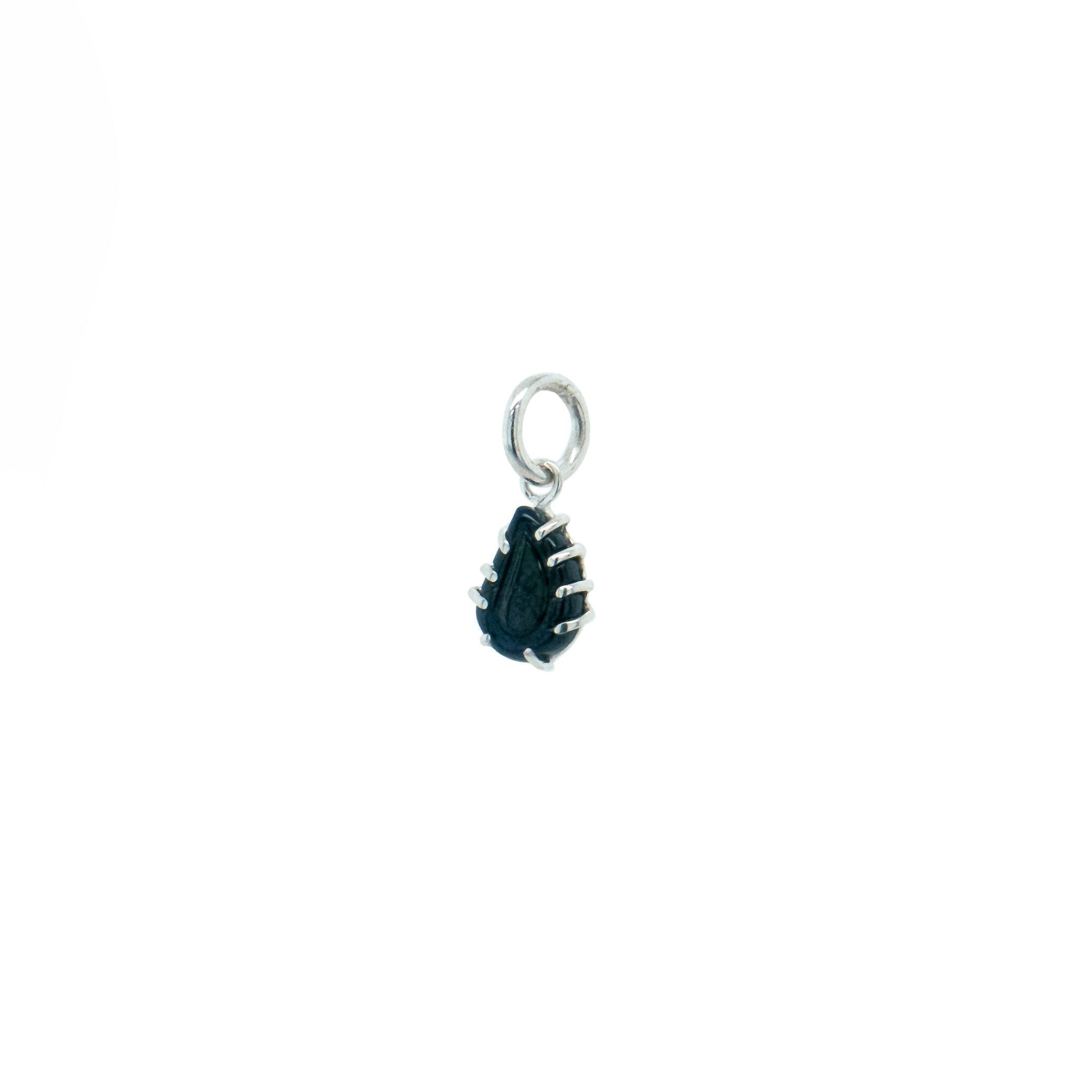 sterling silver wrapped sapphire leaf shaped pendant