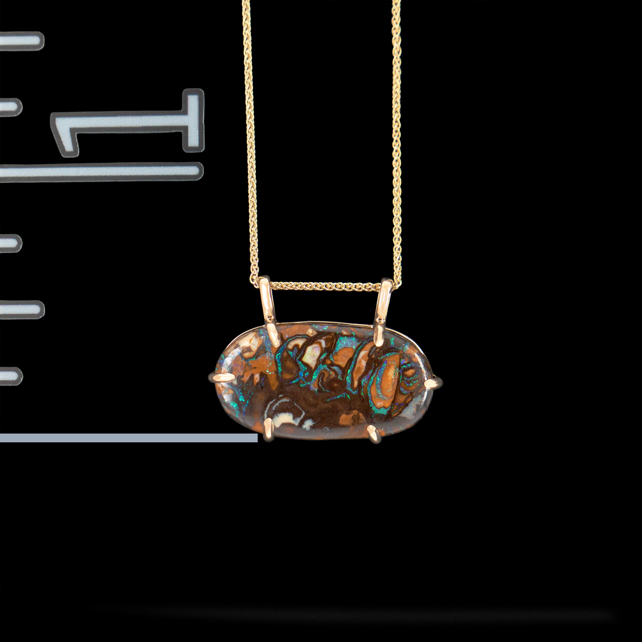Gold Boulder opal necklace
