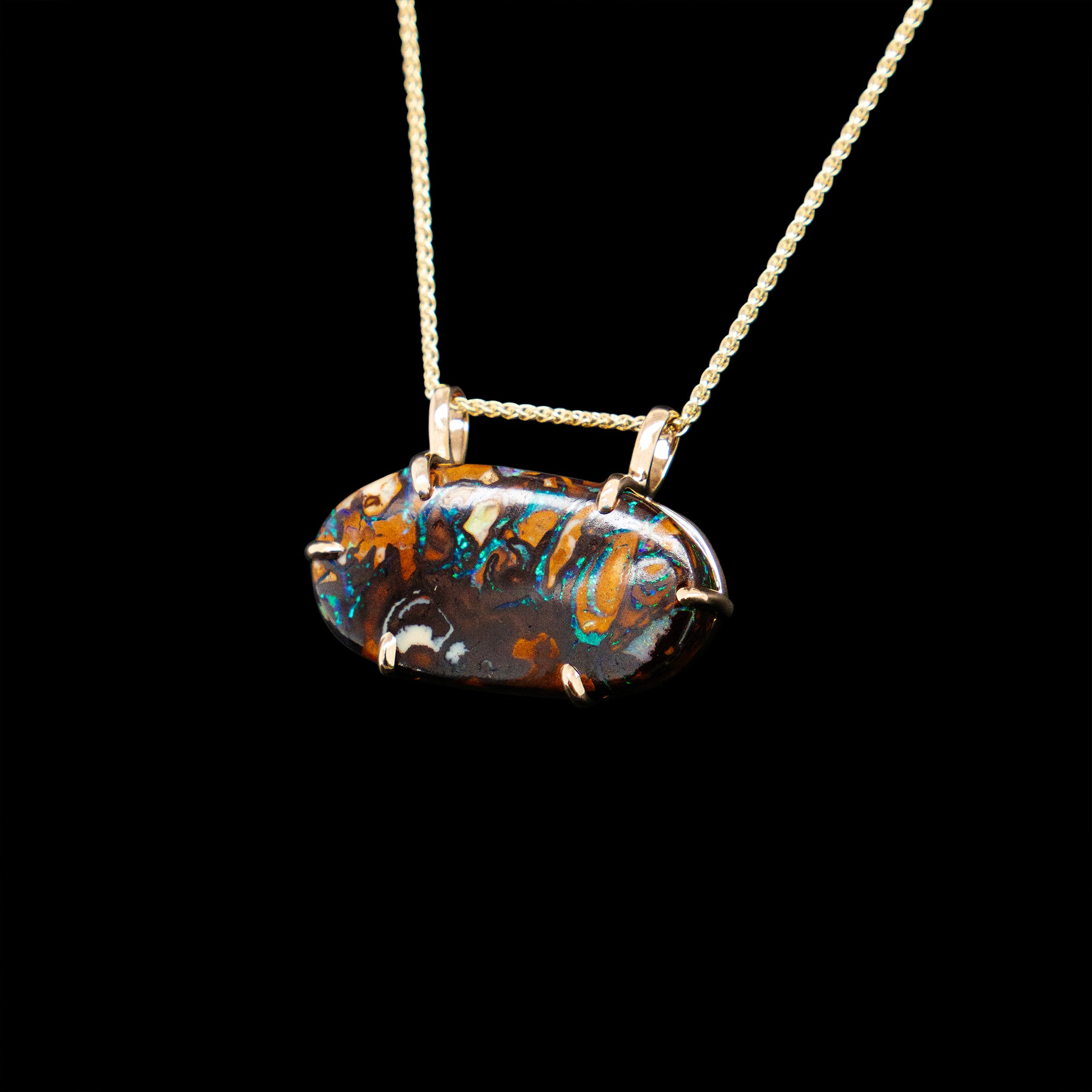 Gold Boulder opal necklace