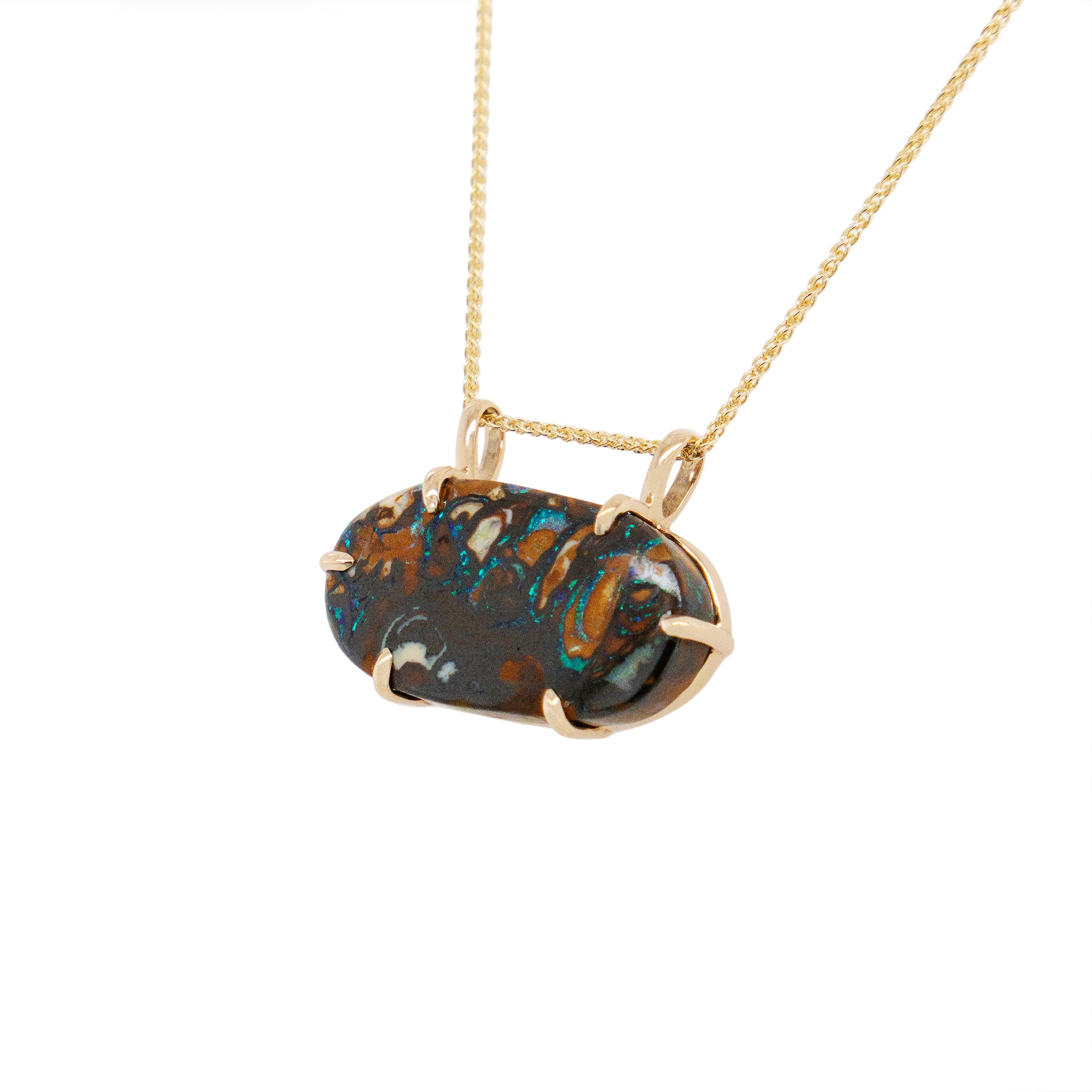 Gold Boulder opal necklace