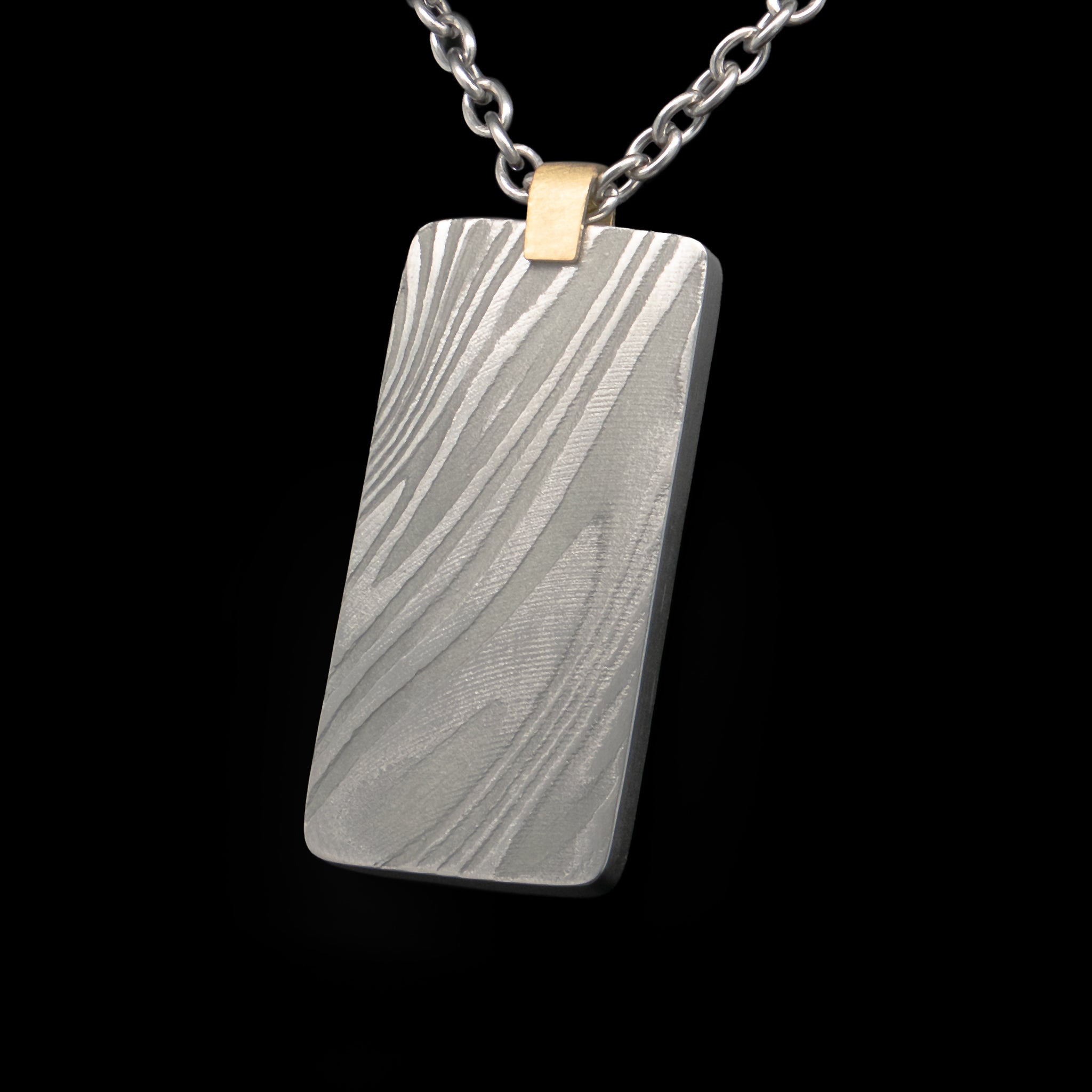 Damascus Lume Dog Tag Necklace
