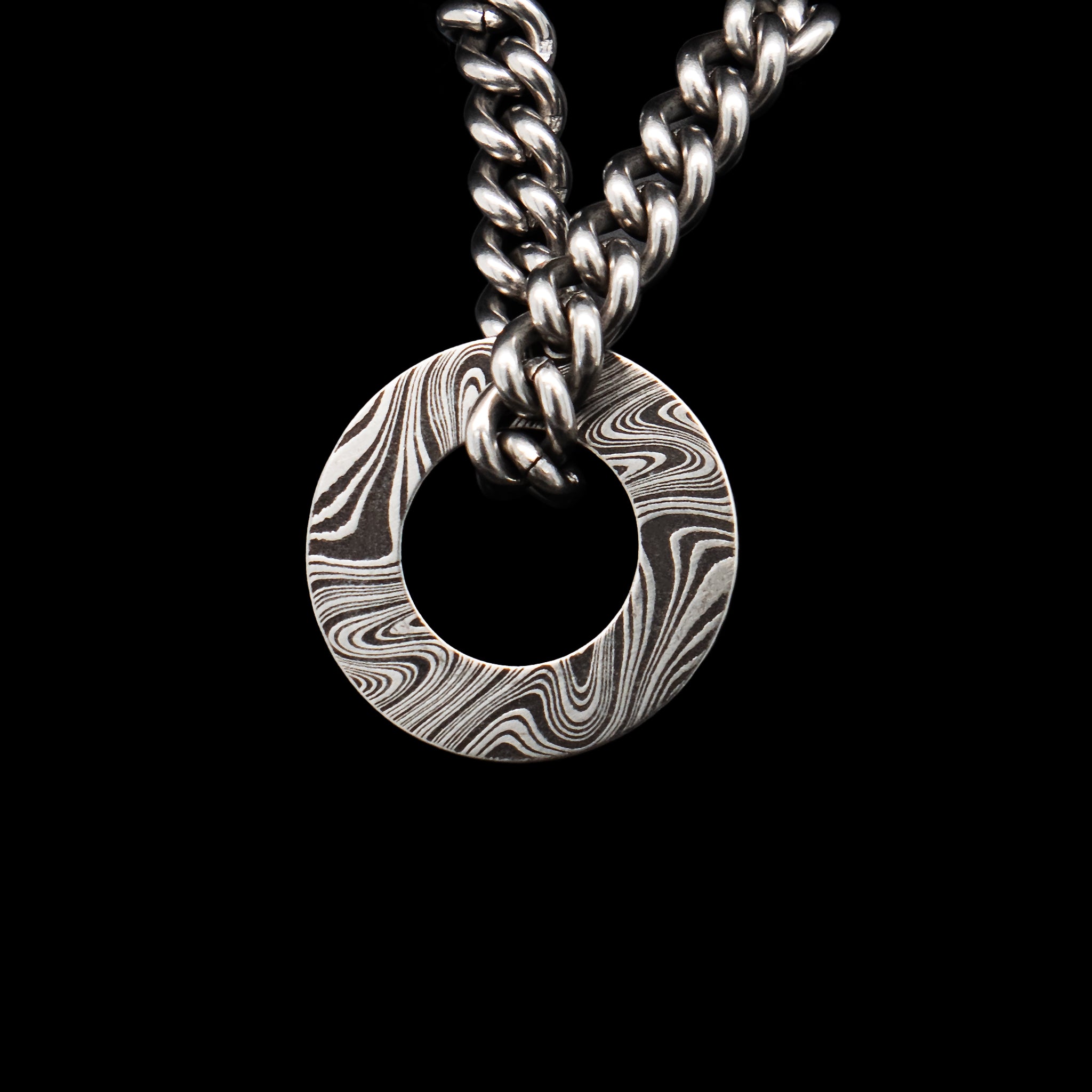 28mm Damascus Disc Ring Pendant