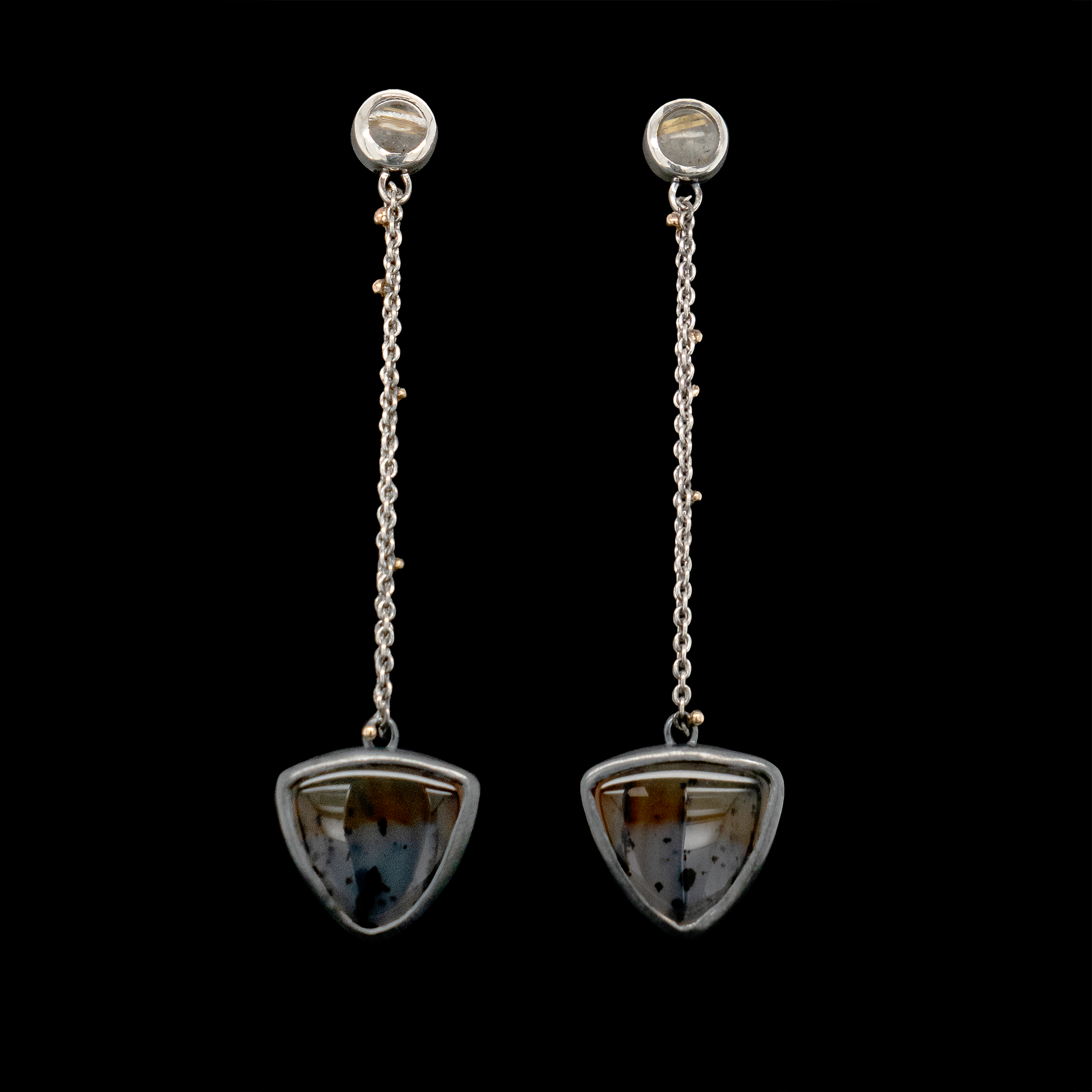 Montana Agate and Rutilated Quartz Earrings