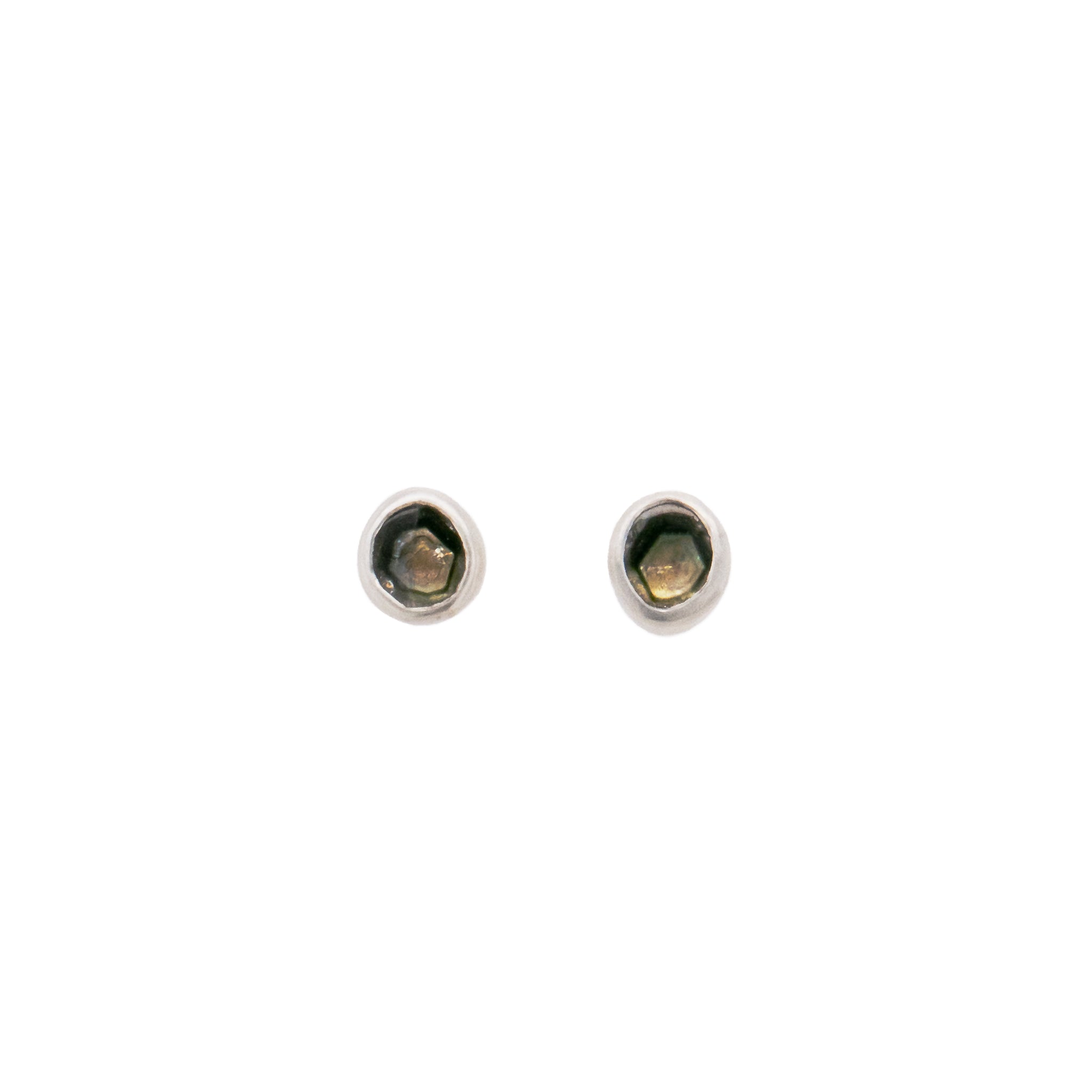 sterling silver studs with sliced tourmaline