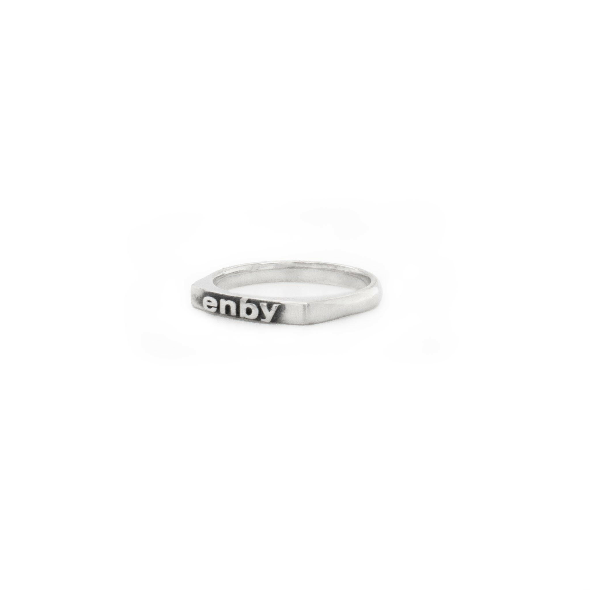silver enby ring