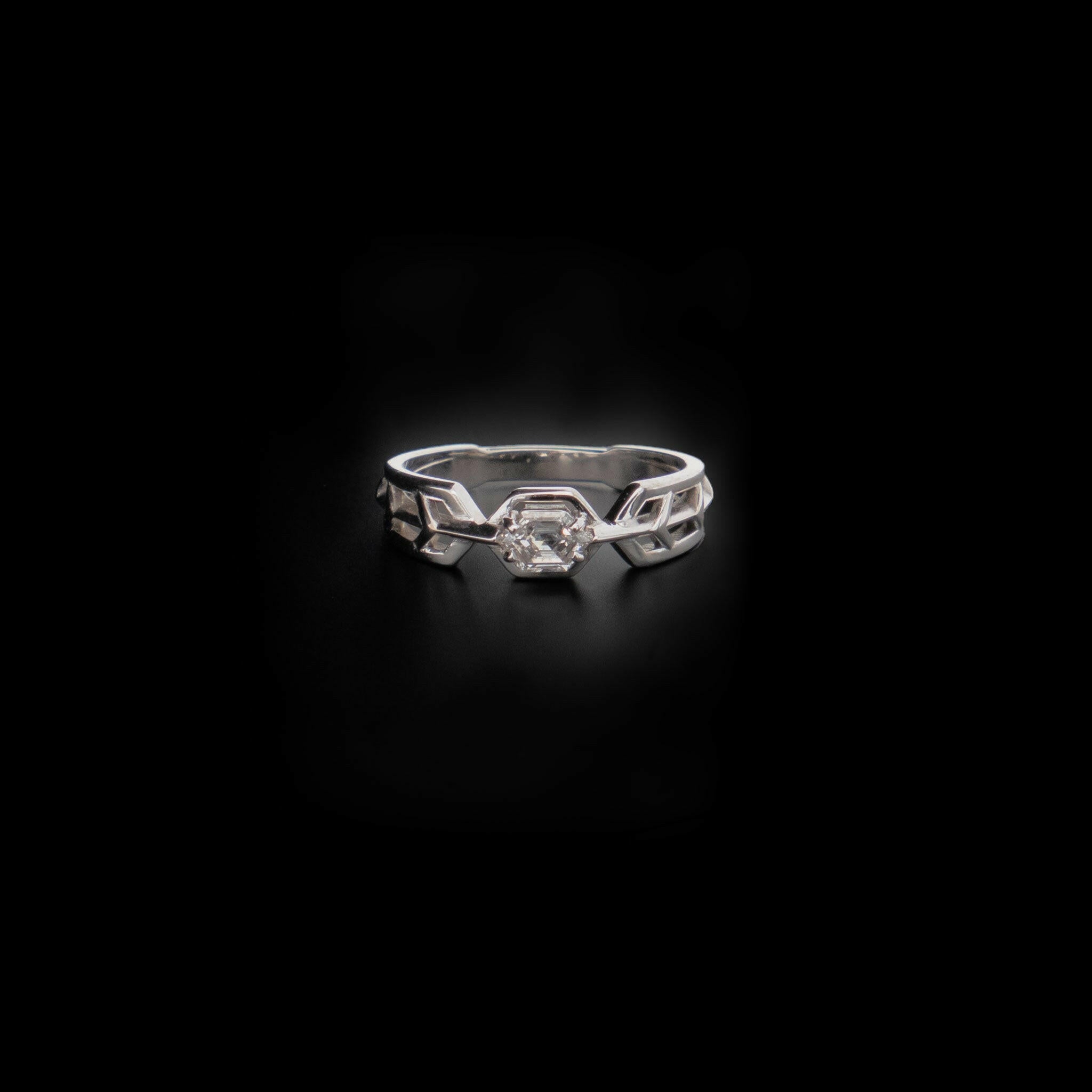 white gold ring with lab grown diamond