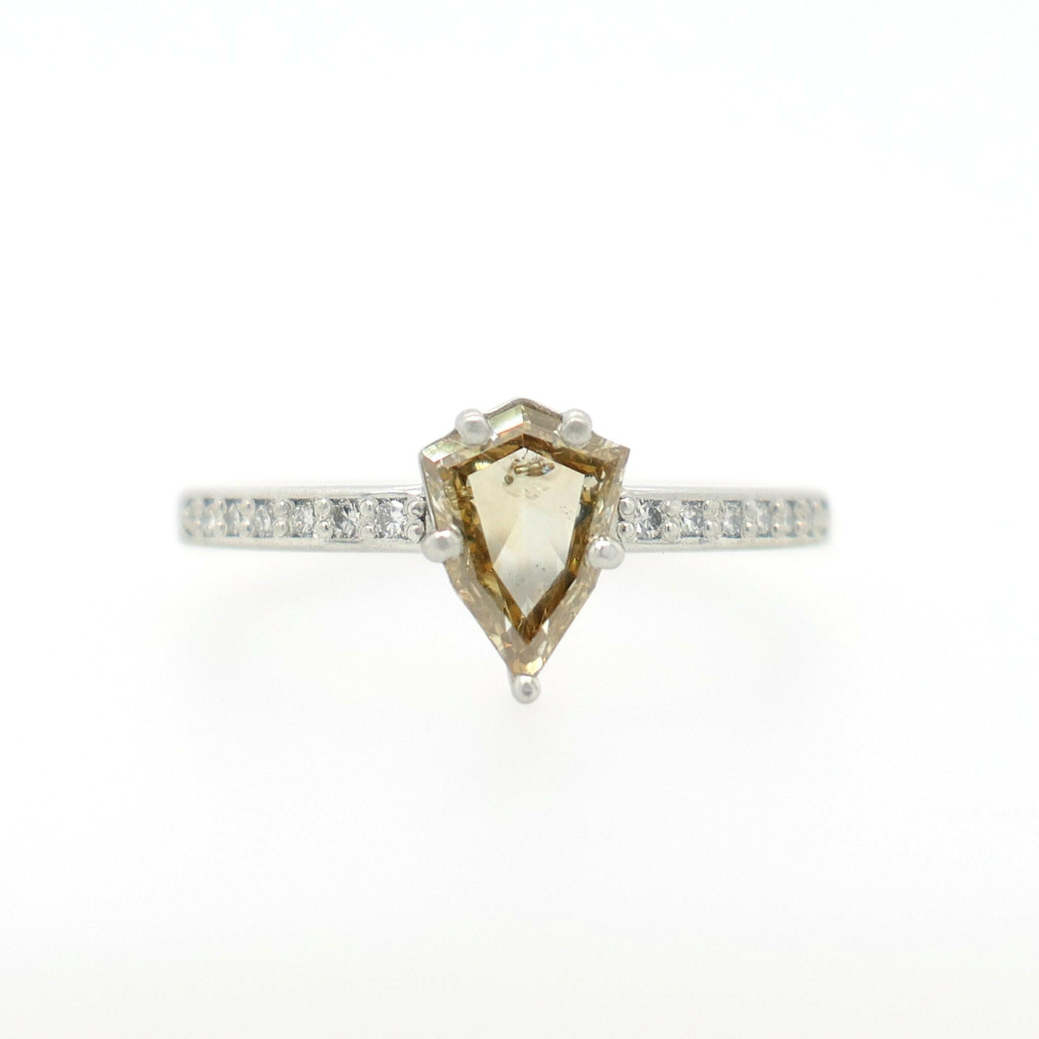 shield shaped diamond ring