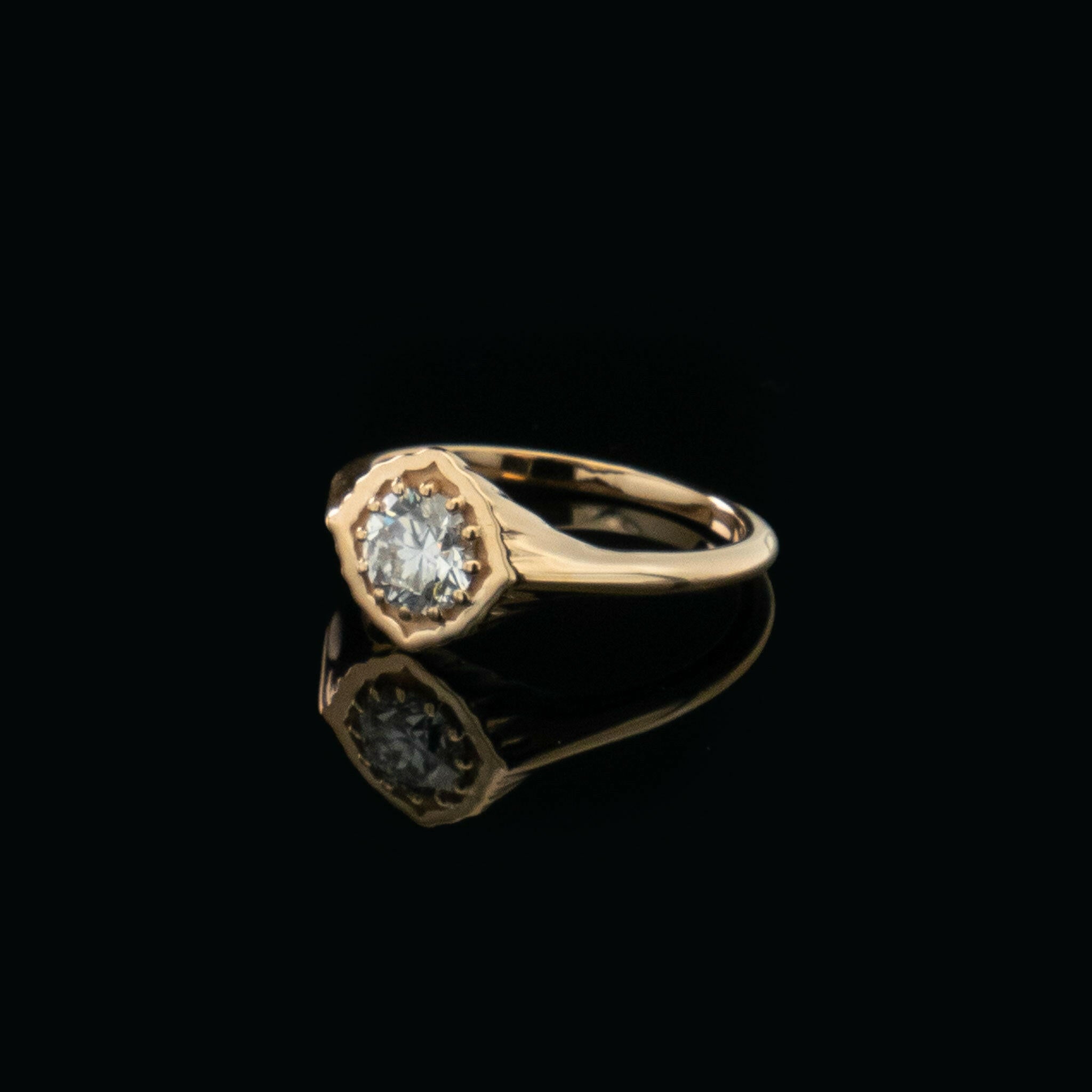Signet style engagement ring